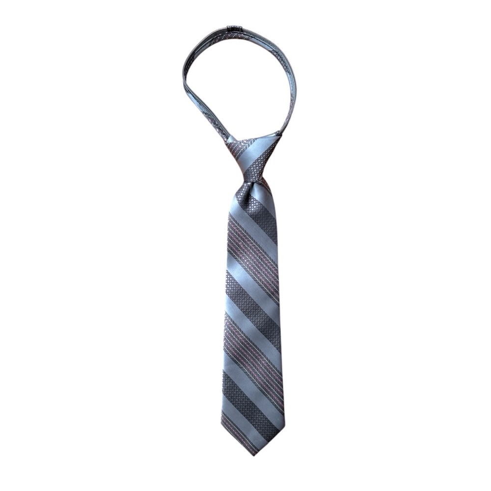 Giorgio Bissoni Striped Gray and Pink Tie